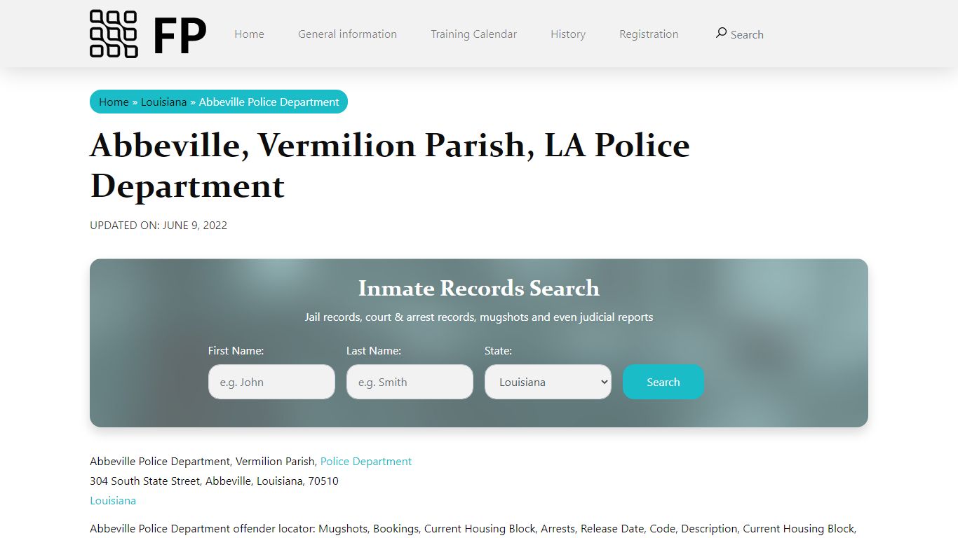 Abbeville, LA Police - City Jail Inmates, Arrests